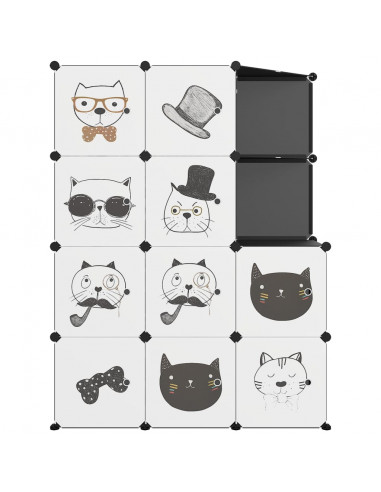 Scaffale Portaoggetti per Bambini con 10 Cubi Neri in PP