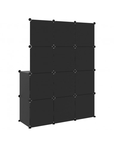 Scaffale Portaoggetti per Bambini con 10 Cubi Neri in PP