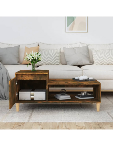 Tavolino da Salotto Rovere Fumo 100x50x45 cm Legno Multistrato