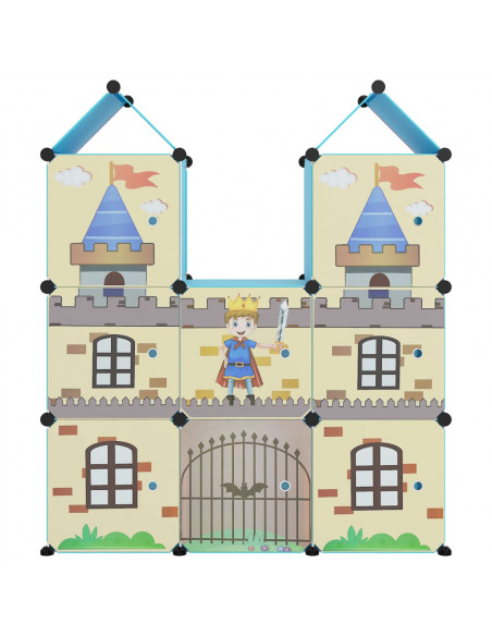 Scaffale Portaoggetti per Bambini con 8 Cubi Blu in PP