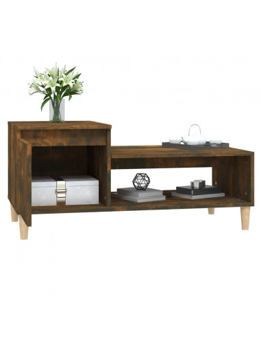 Tavolino da Salotto Rovere Fumo 100x50x45 cm Legno Multistrato