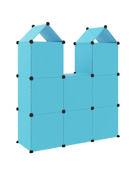 Scaffale Portaoggetti per Bambini con 8 Cubi Blu in PP