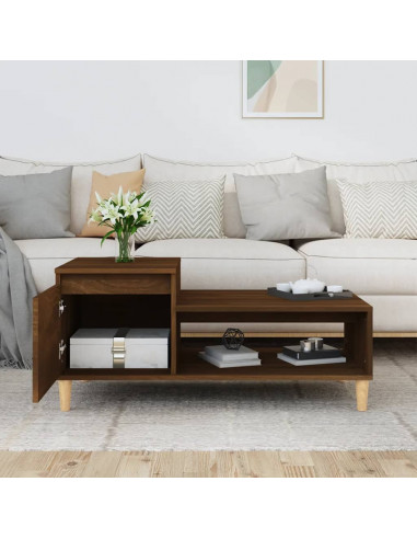 Tavolino da Salotto Rovere Marrone100x50x45cm Legno Multistrato