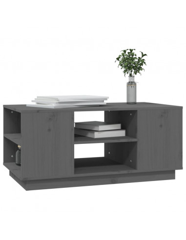 Tavolino da Salotto Grigio 90x49x40,5 cm Legno Massello di Pino