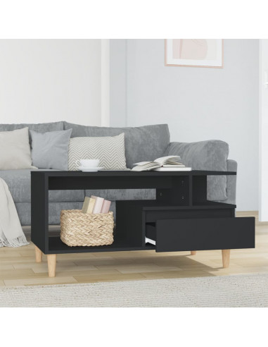 Tavolino da Salotto Nero 90x49x45 cm in Legno Multistrato
