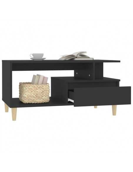 Tavolino da Salotto Nero 90x49x45 cm in Legno Multistrato