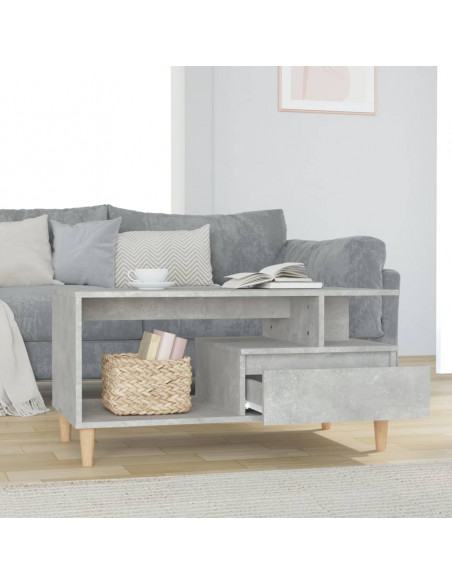 Tavolino Salotto Grigio Cemento 90x49x45 cm Legno Multistrato