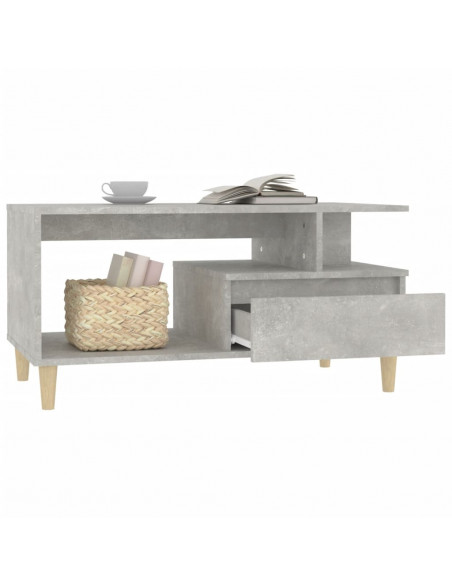 Tavolino Salotto Grigio Cemento 90x49x45 cm Legno Multistrato