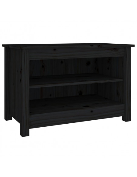 Scarpiera Nera 70x38x45,5 cm in Legno Massello di Pino