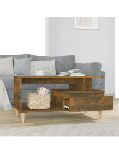 Tavolino da Salotto Rovere Fumo 90x49x45 cm Legno Multistrato