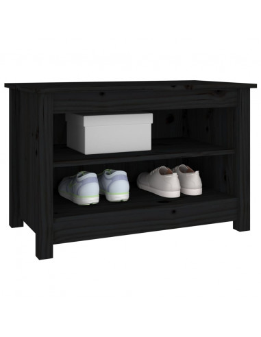 Scarpiera Nera 70x38x45,5 cm in Legno Massello di Pino