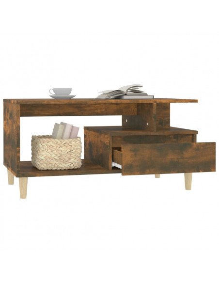 Tavolino da Salotto Rovere Fumo 90x49x45 cm Legno Multistrato