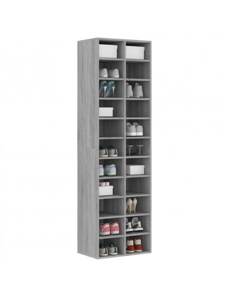 Scarpiera Grigio Sonoma 54x34x183 cm in Legno Multistrato