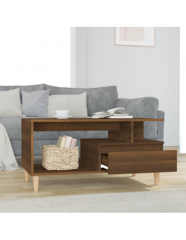 Tavolino Salotto Rovere Marrone 90x49x45 cm Legno Multistrato