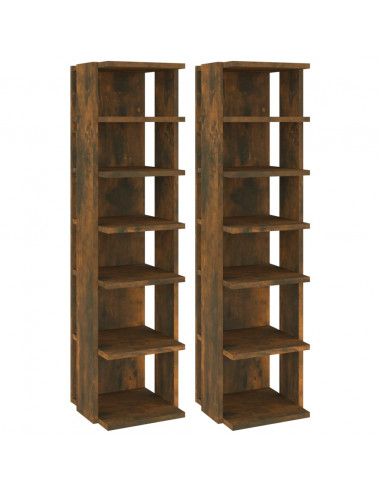 Scarpiere 2 pz Rovere Fumo 27,5x27x102 cm in Legno Multistrato