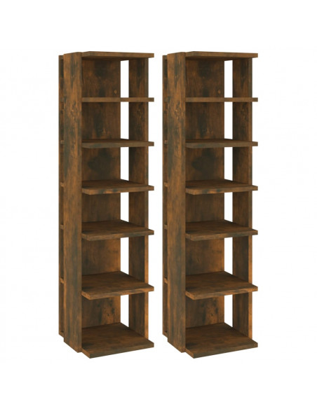 Scarpiere 2 pz Rovere Fumo 27,5x27x102 cm in Legno Multistrato