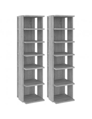 Scarpiere 2 pz Grigio Sonoma 27,5x27x102cm in Legno Multistrato