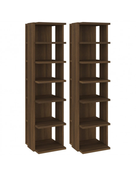 Scarpiere 2 pz Marrone Rovere 27,5x27x102 cm in Multistrato