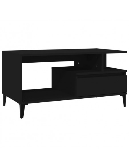 Tavolino da Salotto Nero 90x49x45 cm in Legno Multistrato
