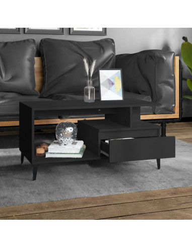 Tavolino da Salotto Nero 90x49x45 cm in Legno Multistrato