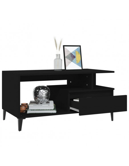 Tavolino da Salotto Nero 90x49x45 cm in Legno Multistrato