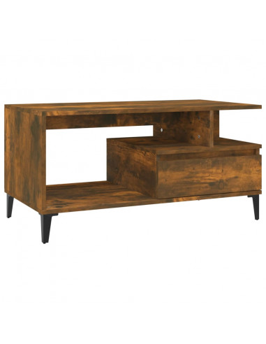 Tavolino da Salotto Rovere Fumo 90x49x45 cm Legno Multistrato