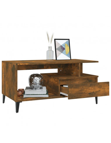 Tavolino da Salotto Rovere Fumo 90x49x45 cm Legno Multistrato