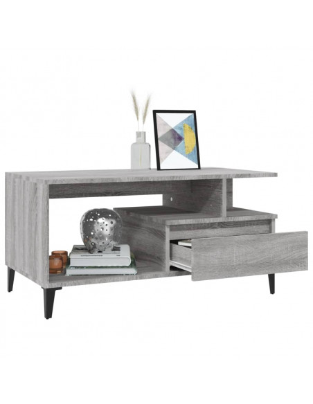 Tavolino da Salotto Grigio Sonoma 90x49x45 cm Legno Multistrato