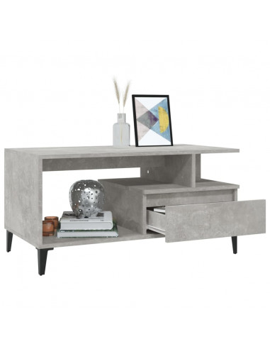 Tavolino Salotto Grigio Cemento 90x49x45 cm Legno Multistrato