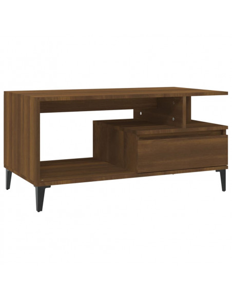 Tavolino Salotto Rovere Marrone 90x49x45 cm Legno Multistrato