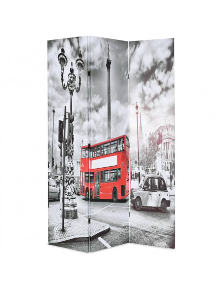 Paravento Pieghevole 120x170 cm Stampa Bus Londra Bianco e Nero
