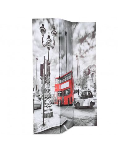 Paravento Pieghevole 120x170 cm Stampa Bus Londra Bianco e Nero