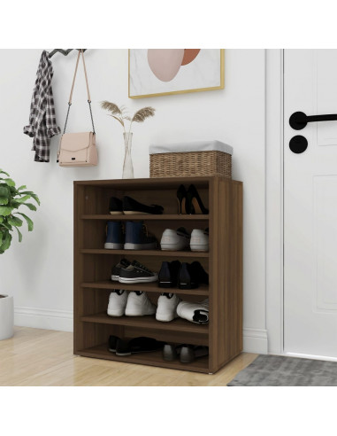 Scarpiera Rovere Marrone 60x35x70 cm in Legno Multistrato