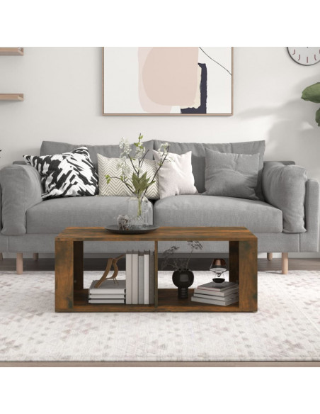 Tavolino da Salotto Rovere Fumo 100x50x36 cm Legno Multistrato