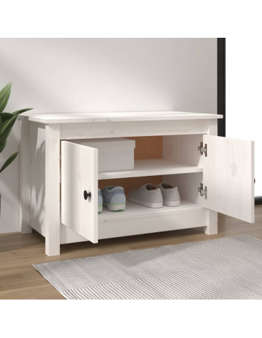 Scarpiera Bianca 70x38x45,5 cm in Legno Massello di Pino