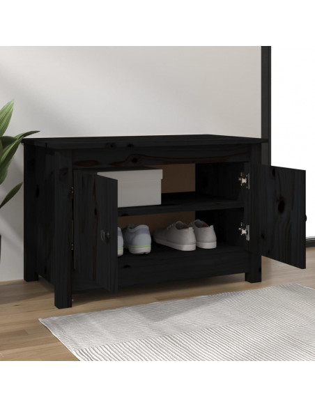Scarpiera Nera 70x38x45,5 cm in Legno Massello di Pino