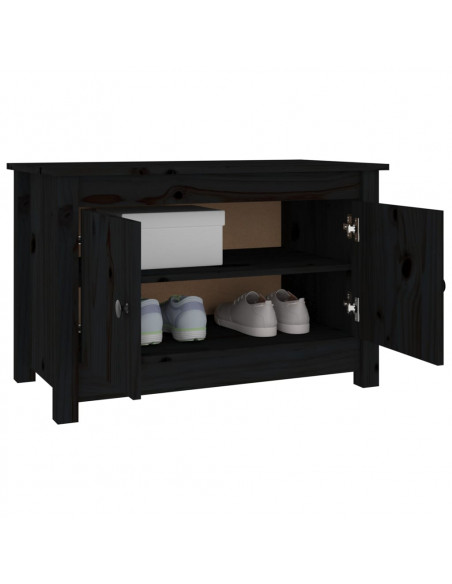 Scarpiera Nera 70x38x45,5 cm in Legno Massello di Pino
