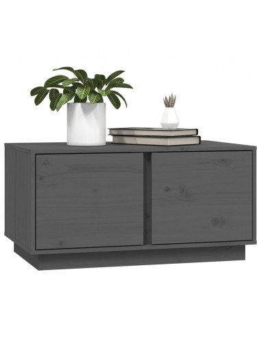 Tavolino da Salotto Grigio 80x50x40 cm Legno Massello di Pino