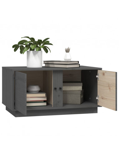 Tavolino da Salotto Grigio 80x50x40 cm Legno Massello di Pino