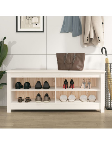 Scarpiera Bianca 110x38x45,5 cm in Legno Massello di Pino