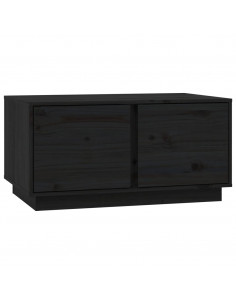 Tavolino da Salotto Nero 80x50x40 cm Legno Massello di Pino 2