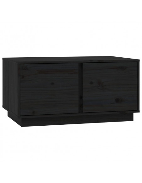 Tavolino da Salotto Nero 80x50x40 cm Legno Massello di Pino