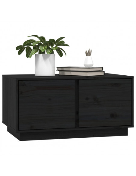 Tavolino da Salotto Nero 80x50x40 cm Legno Massello di Pino