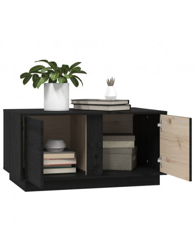 Tavolino da Salotto Nero 80x50x40 cm Legno Massello di Pino