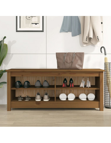 Scarpiera Miele 110x38x45,5 cm in Legno Massello di Pino