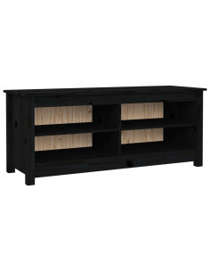 Scarpiera Nera 110x38x45,5 cm in Legno Massello di Pino 2