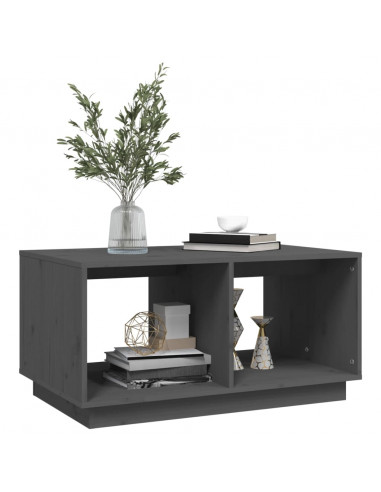 Tavolino da Salotto Grigio 80x50x40 cm Legno Massello di Pino