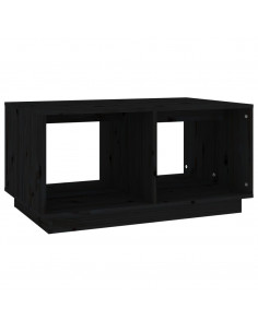 Tavolino da Salotto Nero 80x50x40 cm Legno Massello di Pino 2