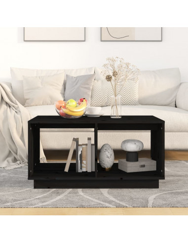 Tavolino da Salotto Nero 80x50x40 cm Legno Massello di Pino