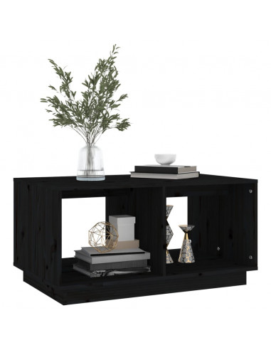 Tavolino da Salotto Nero 80x50x40 cm Legno Massello di Pino
